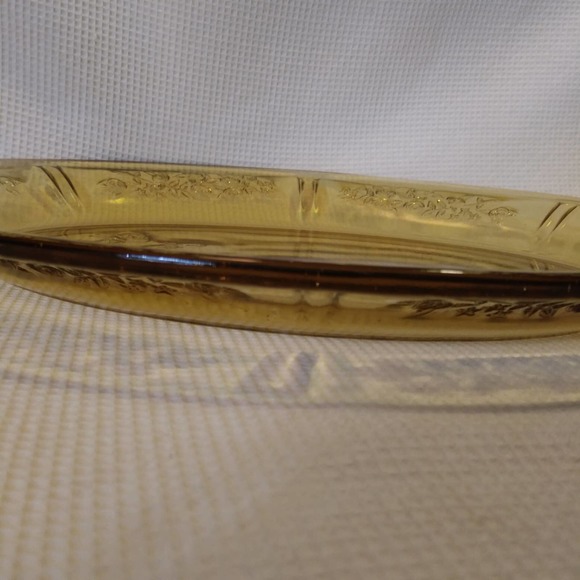 Depression Era Federal 12 inch Oval Amber Glass Platter in Sharon (Cabbage Rose) - Picture 12 of 16